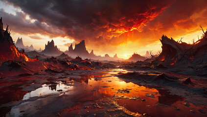 Scorched earth and molten reflections