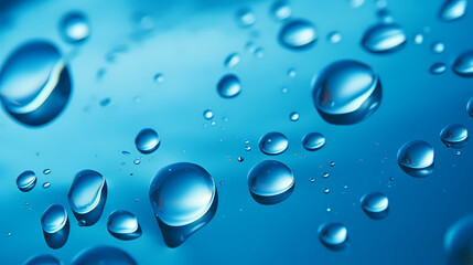 Close-up of water drops on blue background