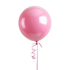 A pink balloon with a ribbon on it