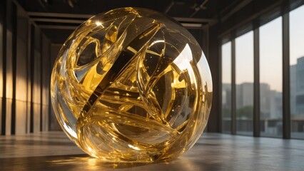Shiny golden, a 3D symbol of wealth and prosperity