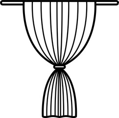 Window Curtains Outline Illustration Vector
