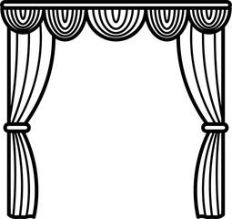 Window Curtains Outline Illustration Vector