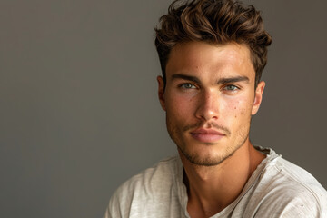 Fototapeta premium Create an image of a male model in casual wear, showcasing a relaxed and stylish look suitable for everyday wear.