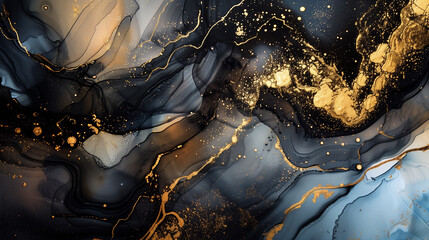 Alcohol ink black gold