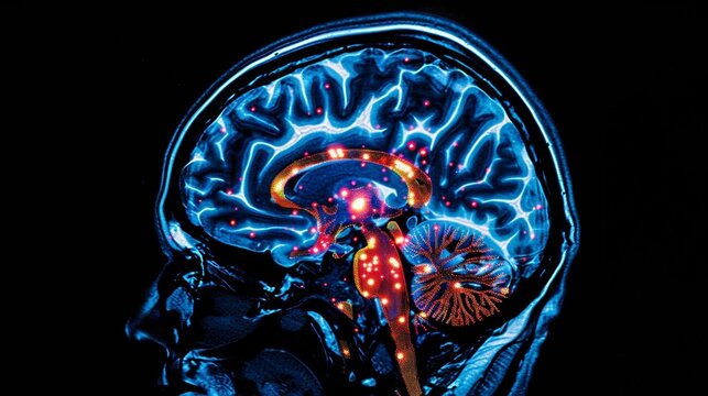 An image of a persons brain with highlighted areas that are vulnerable to hacking if proper precautions are not taken..