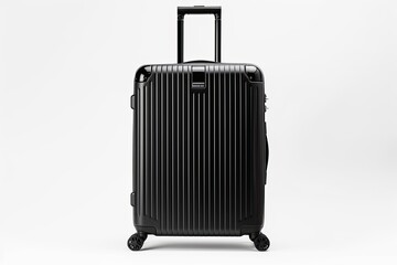 Black trolley suitcase on isolated white background
