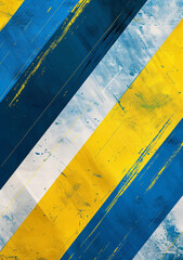 An abstract background featuring curved blue, yellow, and orange lines