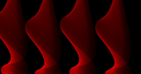 Abstract smooth red waves on black background vector illustration