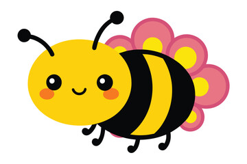 Solid color Bee cute fluffy vector design