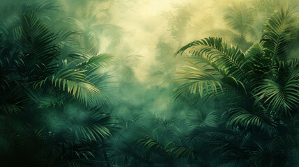 Dreamy Rainforest Palms: Impressionist Nature Mystery