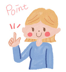 指を差している女性のイラスト_カラー