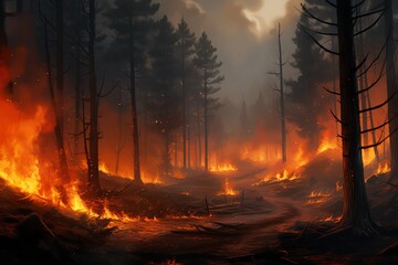 forest fire, wild forest fire