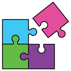 Colorful jigsaw puzzle pieces. puzzle game pieces isolated icon illustration design. icon illustration design of puzzle pieces for various design purposes. puzzle design elements
