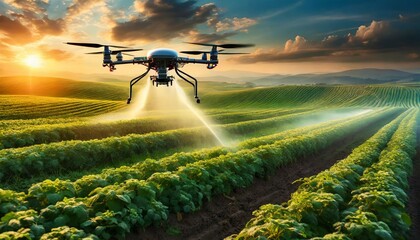 Fototapeta premium Futuristic Farming: Drone Technology Enhances Agricultural Practices army plane