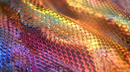 Snake skin textured background with warm holographic tones