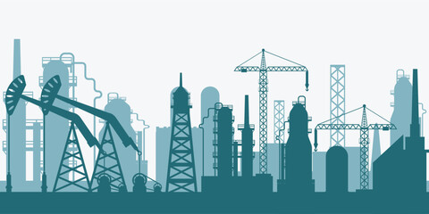 Oil gas industry silhouette with chemical or petrochemical.