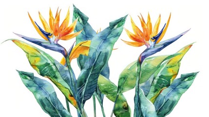 Bird of paradise flower watercolor