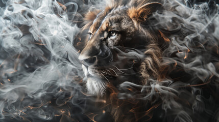 A lion, ideal for dreamscape portraiture with a gigantic scale. Perfect as wallpaper or wall poster...
