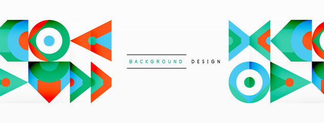 A collection of vibrant geometric shapes in aqua, electric blue, and other colors on a white background. Ideal for brand logos, paper products, and design projects