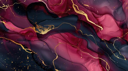 Crimson Waves: Mesmerizing Red, Maroon, and Black Liquid Marble Watercolor Background