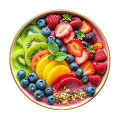 Obraz premium A bowl on fruit smoothie isolated on transparent background.