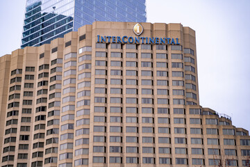 Fototapeta premium The InterContinental hotel building in Downtown Toronto. Toronto, Canada - April 29, 2024.