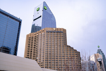 Fototapeta premium The InterContinental hotel building in Downtown Toronto. Toronto, Canada - April 29, 2024.