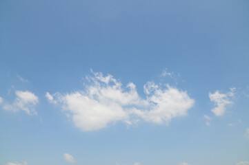 Bright Blue sky with white cloud. Beautiful sky background and wallpaper. Clear day and good weather in the morning.  