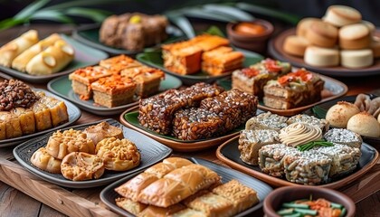 festive food set on table