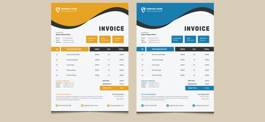 Simple editable unique clean minimal company creative modern corporate professional office money payment business bill form price invoice template design.