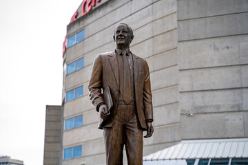 Fototapeta premium Edward S. Ted Rogers statue in front of Toronto's Rogers Centre. Toronto, Canada - April 29, 2024.