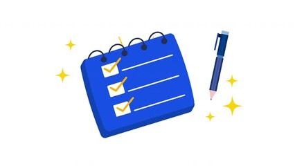 Document report check mark, checklist board business tasks animation 4K video