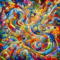 Jubilant Jigsaw abstract colorful shapes fitting together like puzzle background