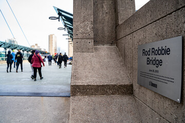 Fototapeta premium Rod Robbie Bridge in Rogers Centre. Toronto, Canada - April 29, 2024.