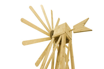 Wooden windmill for decoration isolated on white