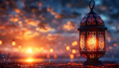 burning lantern in the night - obrazy, fototapety, plakaty