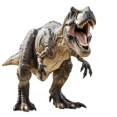 A large T-Rex is standing on a white background