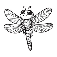 Line art of dragonfly cartoon vector
