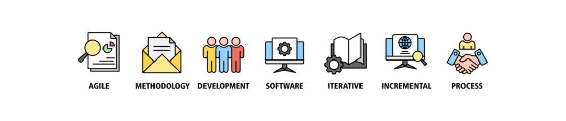 Inbound marketing banner web icon set vector illustration concept with icon of analysis, email, customer, crm, guided selling, seo and public relations