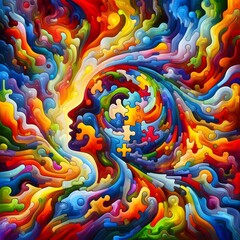 Jubilant Jigsaw abstract colorful shapes fitting together like puzzle background