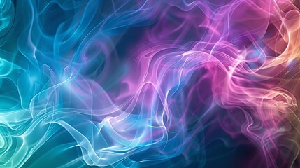 The image is an abstract painting with a smoky texture. It has a blue, purple, and pink color scheme.