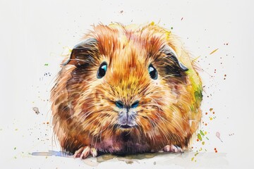 Lovely watercolor painting of a guinea pig, perfect for any home.