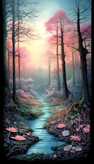 Wundervoller Wald. Hintergrund für Design 1.
