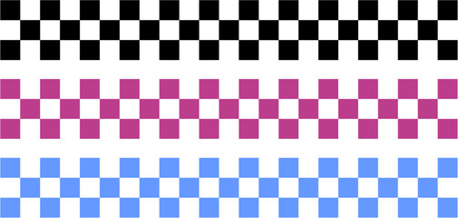 Three Color Checkerboard Vector Illustration in Black, Pink, and Blue