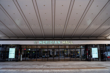 Fototapeta premium Entrance of Meridian Hall. Meridian Hall is a performing arts venue in Toronto, Ontario. Toronto, Canada - April 29, 2024.