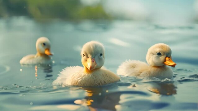 ducklings swimming Footage 4k