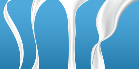 pouring realistic white milky liquid