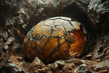 Dinosaur egg fossil was discovered on a rock