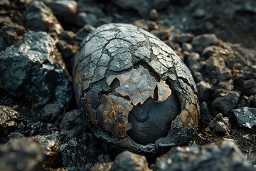 Dinosaur egg fossil was discovered on a rock