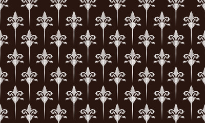 Hand draw Ikat ethnic abstract floral art. Ikat seamless pattern in tribal, folk embroidery, Mexican style.great for textiles, banners, wallpapers, wrapping vector design.